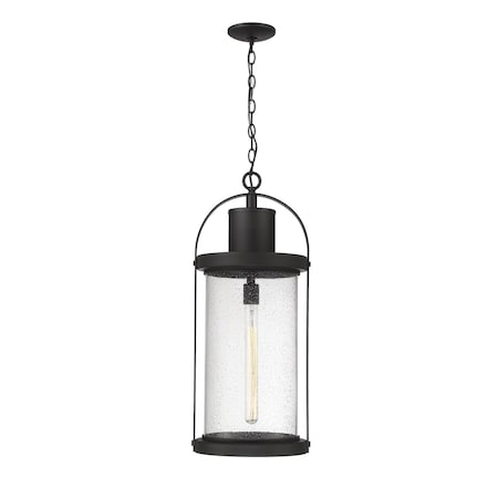 Roundhouse 1 Light Outdoor Chain Mount Ceiling Fixture, Black And Clear Seedy